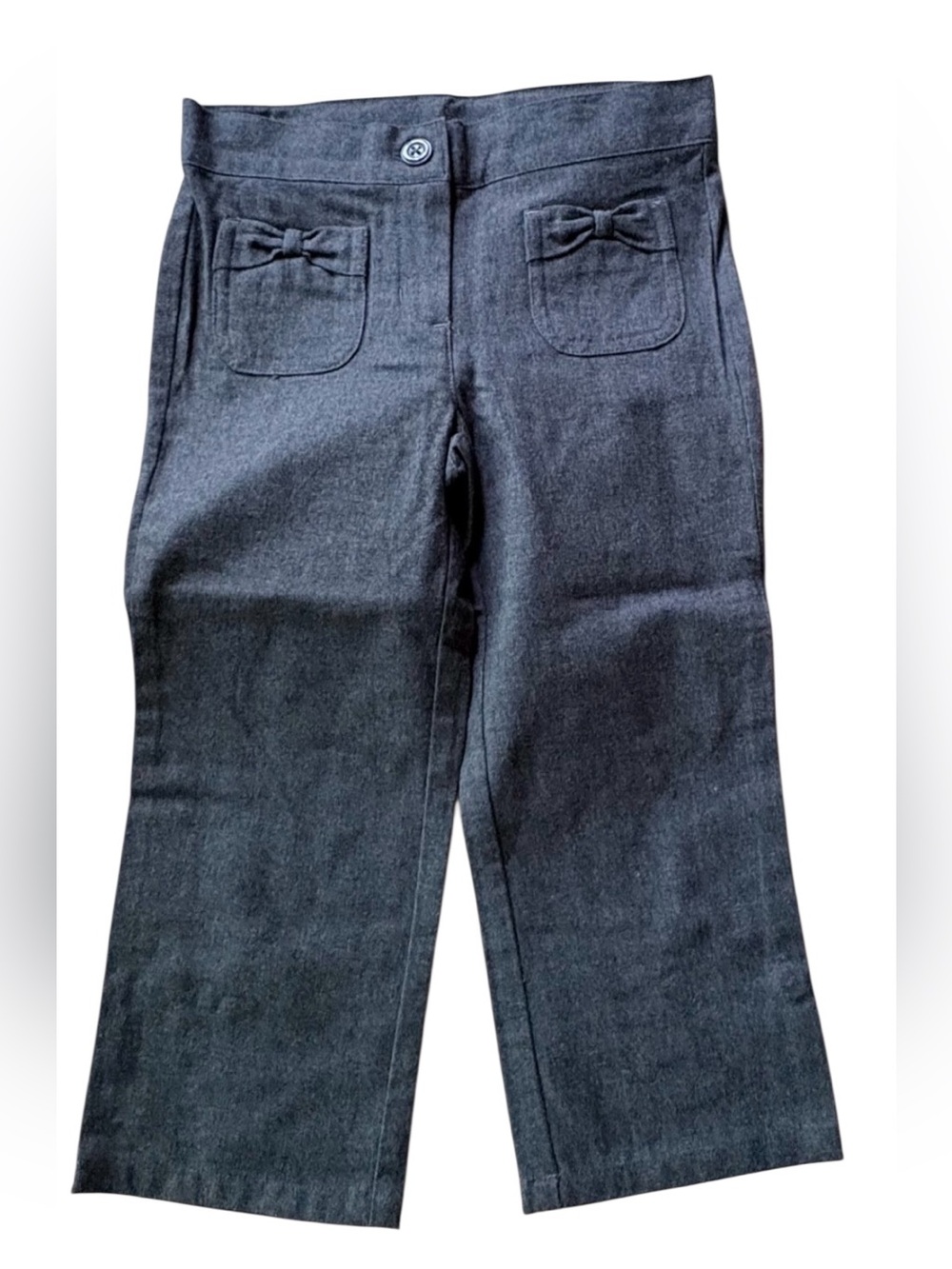 New Janie I and Jack 2T London Gray gray pants bow-accented pockets adjustable
